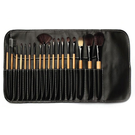 BOBBI BROWN BRUSHES 18 PIECE SET WITH LEATHER POUCH